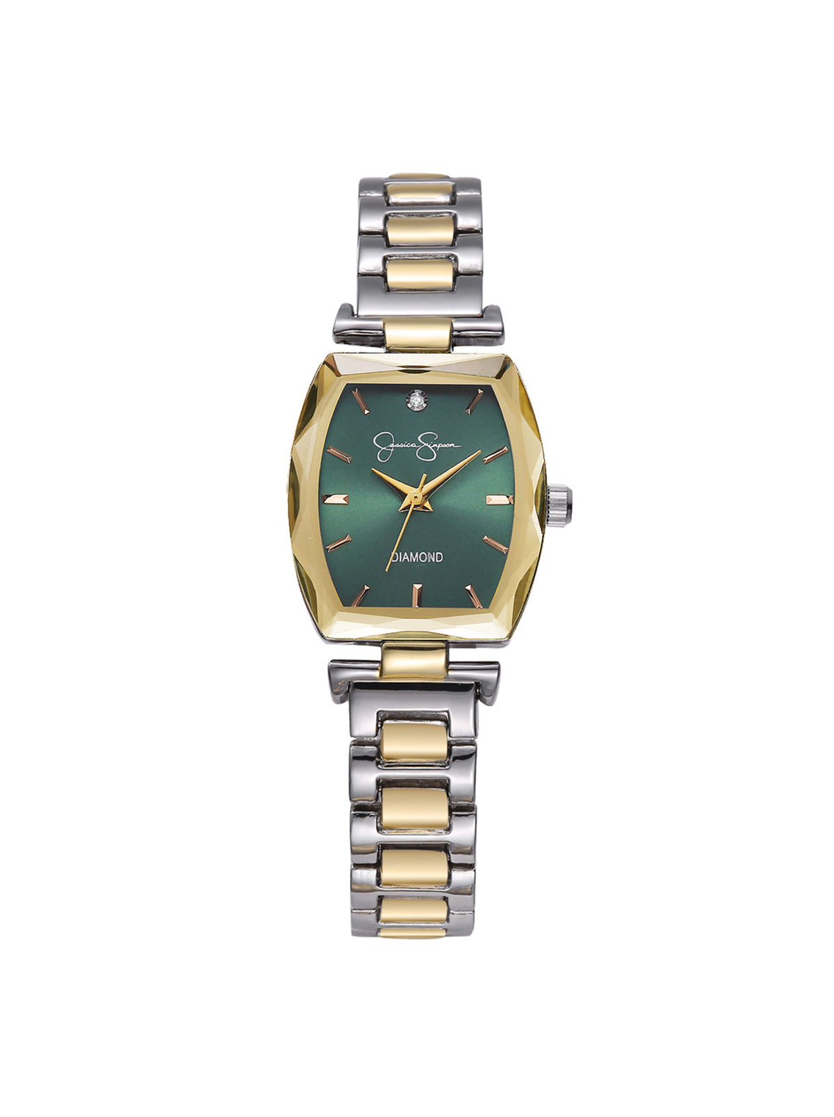 Jessica Simpson Faceted Bezel Bracelet Watch in Gold & Silver