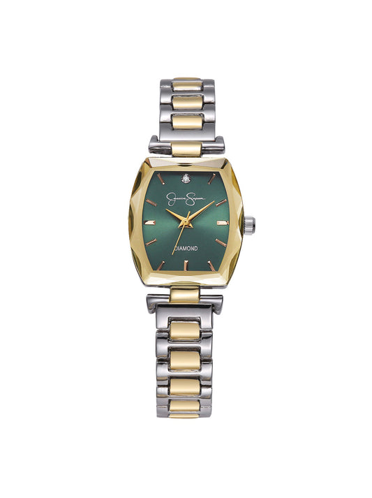 Jessica Simpson Faceted Bezel Bracelet Watch in Gold & Silver