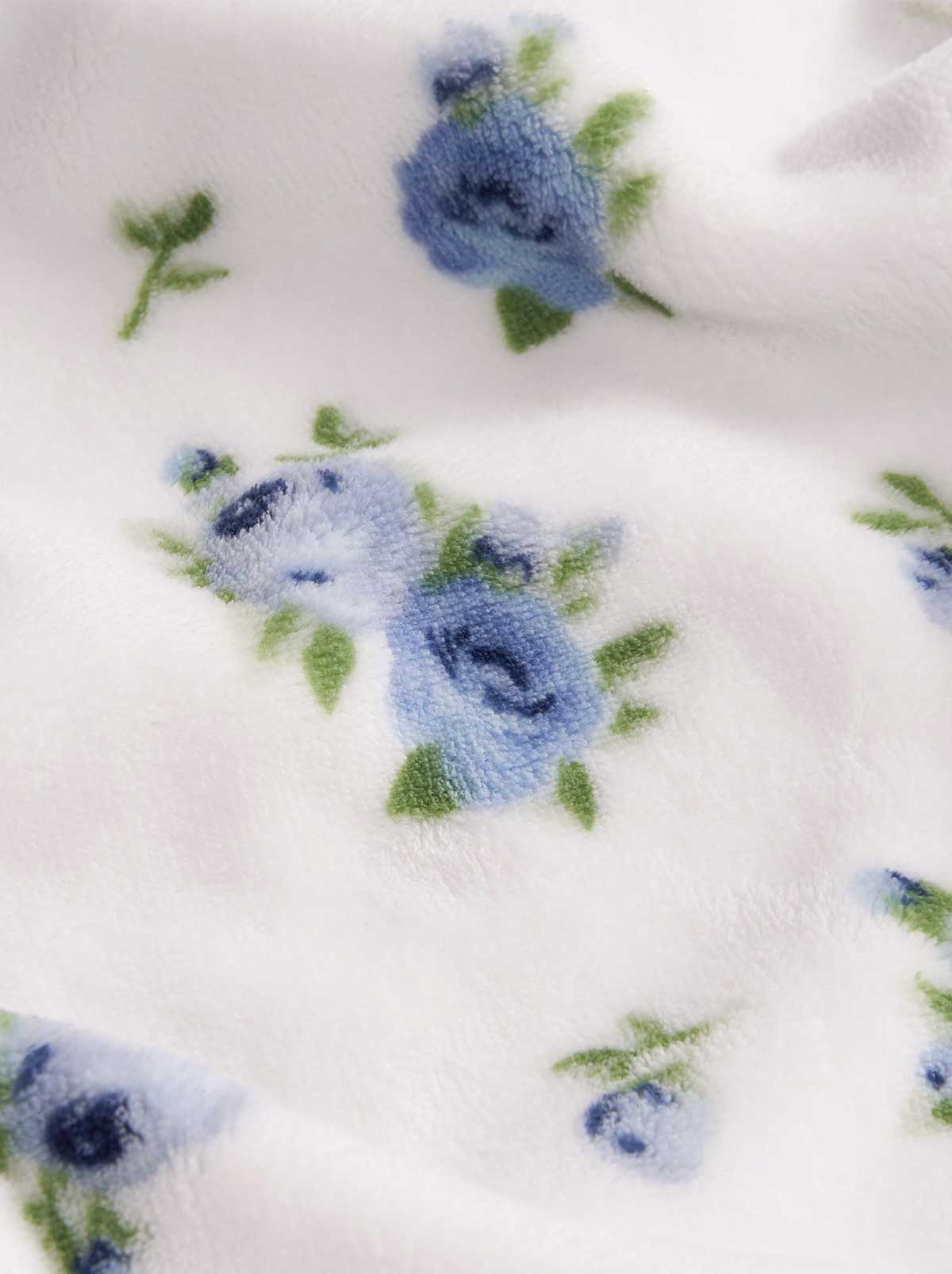 Jessica Simpson Cottage Rose Blue Plush Throw Blanket