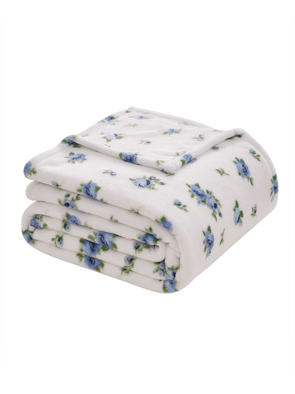 Jessica Simpson Cottage Rose Blue Plush Throw Blanket