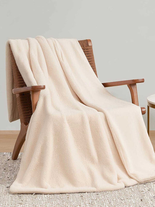 Jessica Simpson Faux Fur Throw Blanket in Sea Salt
