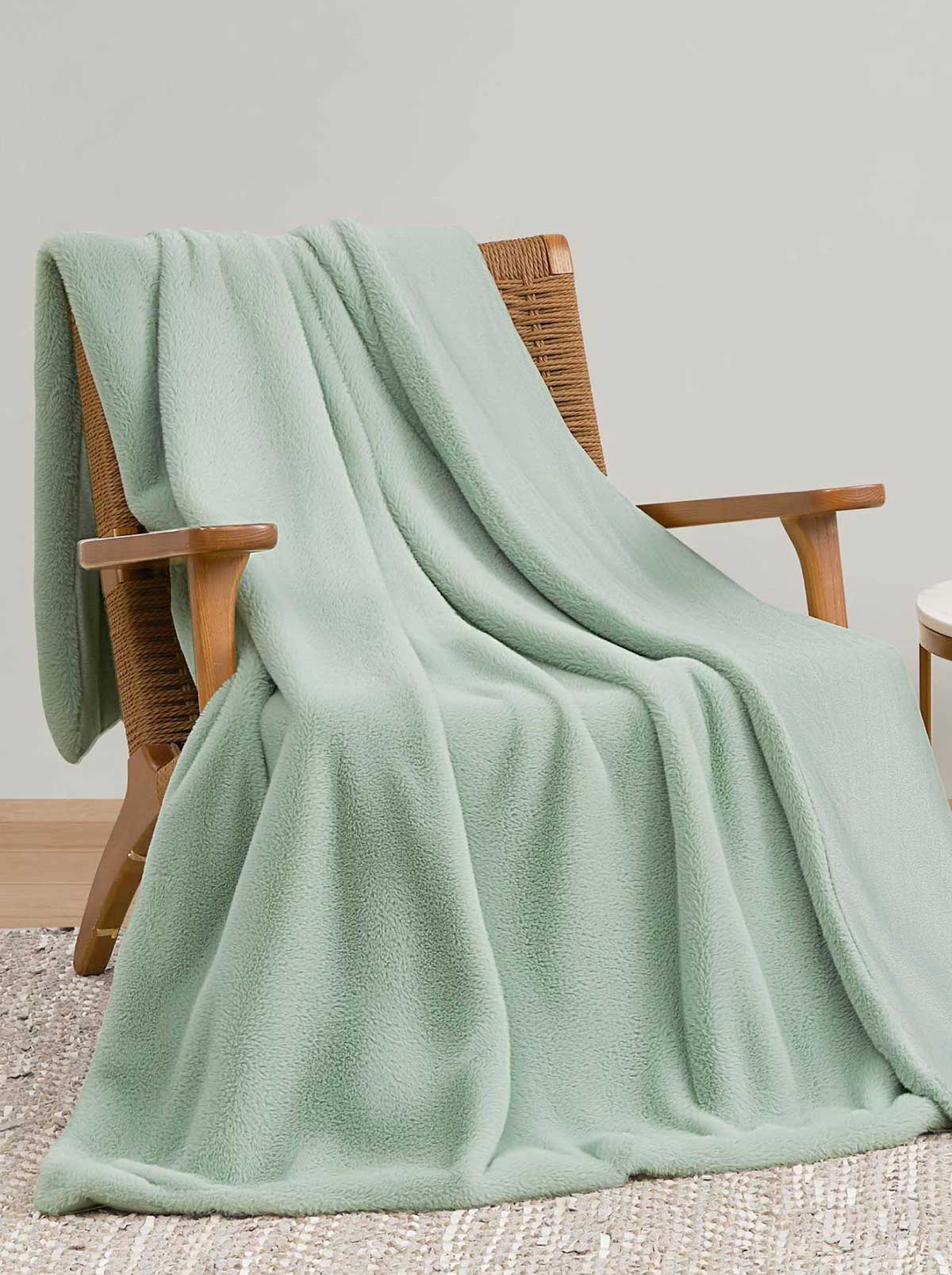 Jessica Simpson Faux Fur Throw Blanket in Sea Foam Green