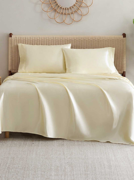 Jessica Simpson Silky Satin Sheet Set in Antique Golden Honey