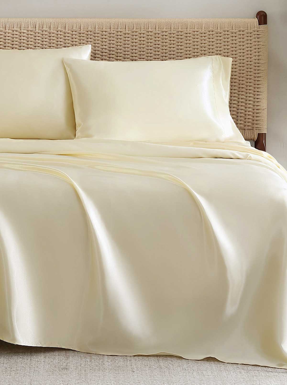 Jessica Simpson Silky Satin Sheet Set in Antique Golden Honey