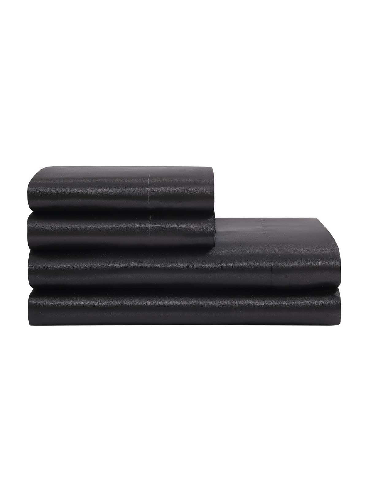 Jessica Simpson Silky Satin Sheet Set in Jet Black
