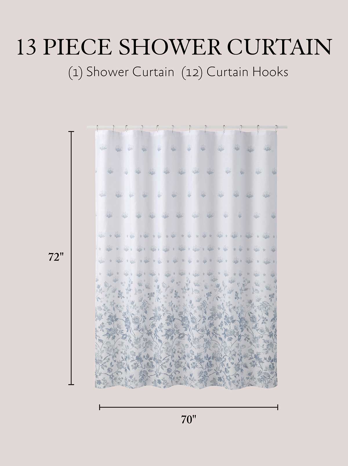 Jessica Simpson Jalina Blue Shower Curtain Set