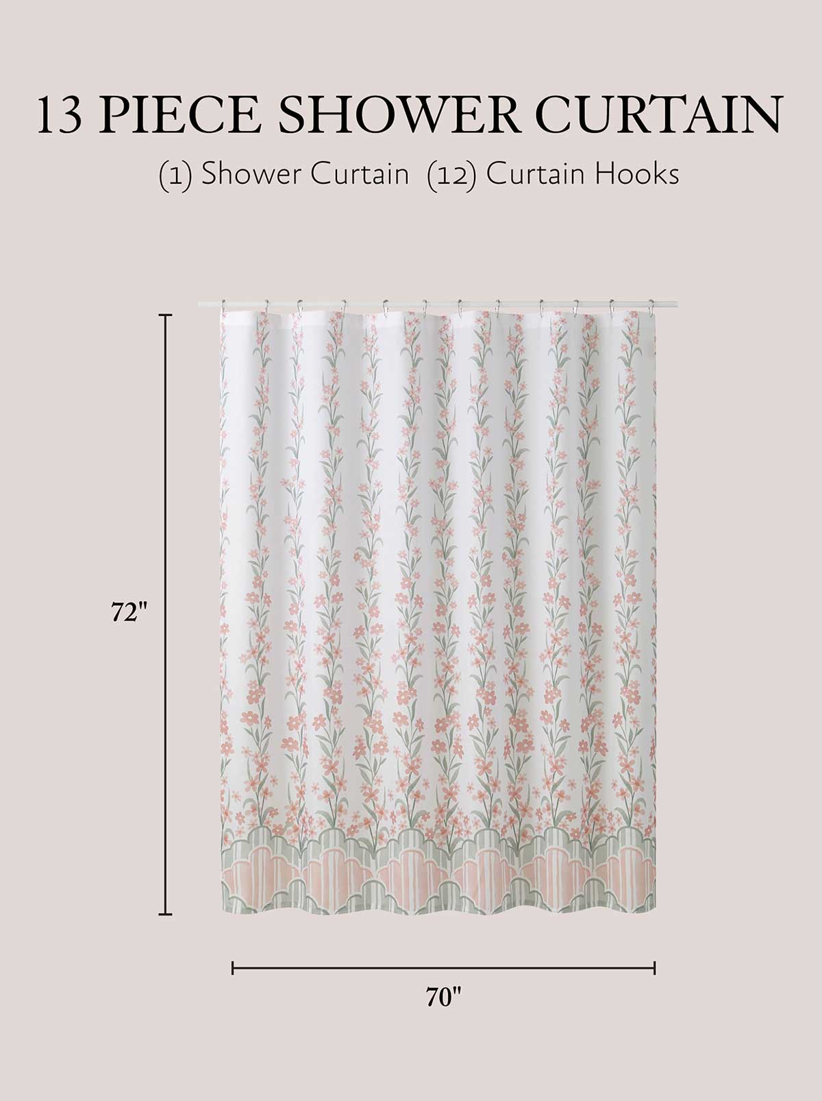 Jessica Simpson Nori Floral Blush Shower Curtain Set